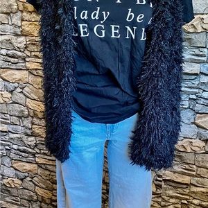 Black Fur Fox over size long over fur